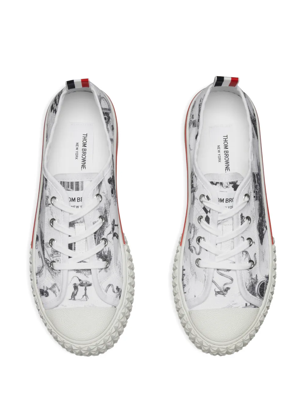 Thom Browne Low-top sneakers met print Wit