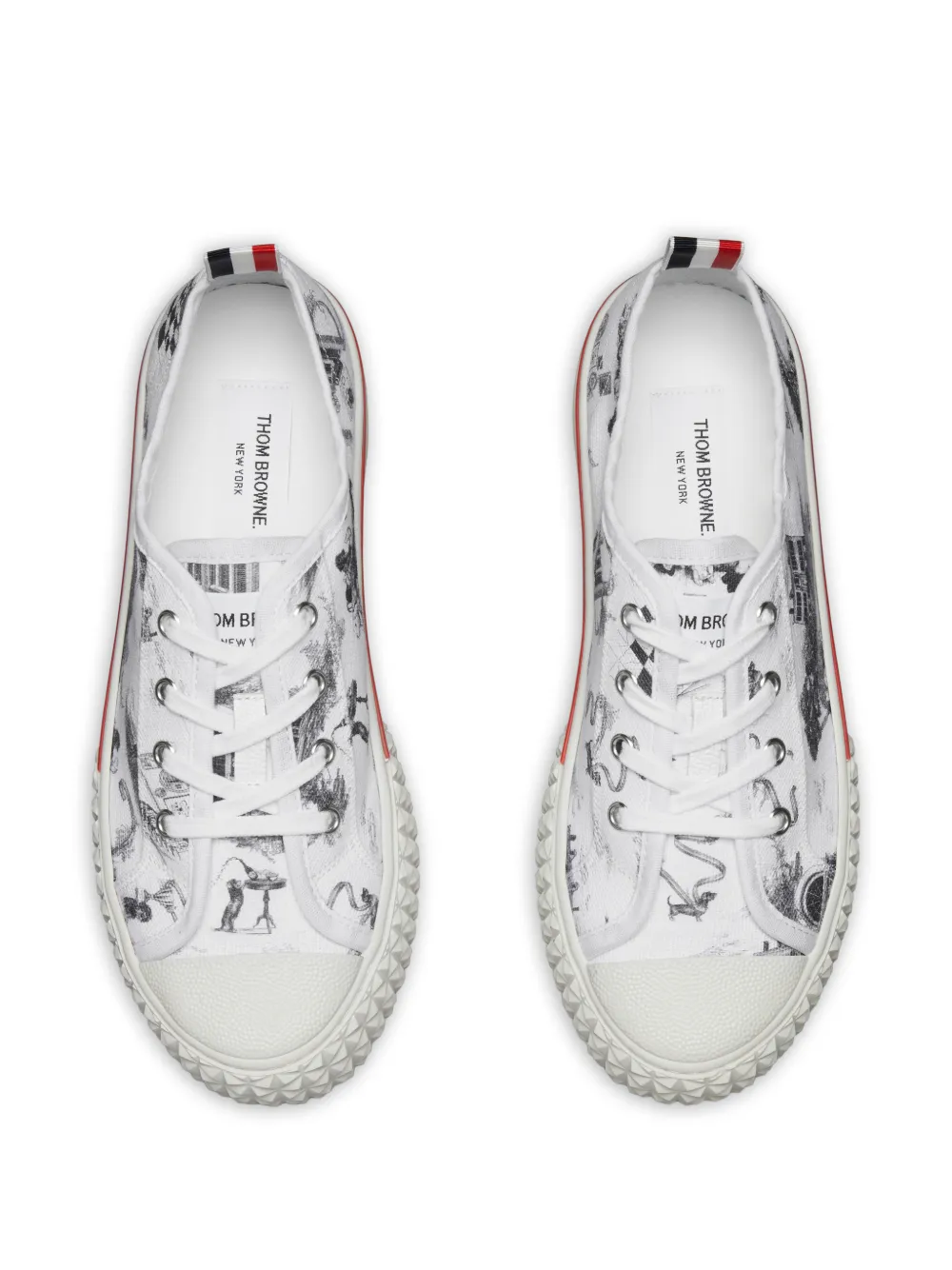  Thom Browne Toile-print Low-top Sneakers - White 
