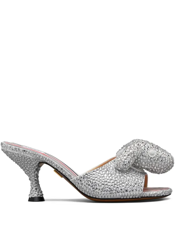 Thom Browne Crystal Hector Mules 75mm in Silver