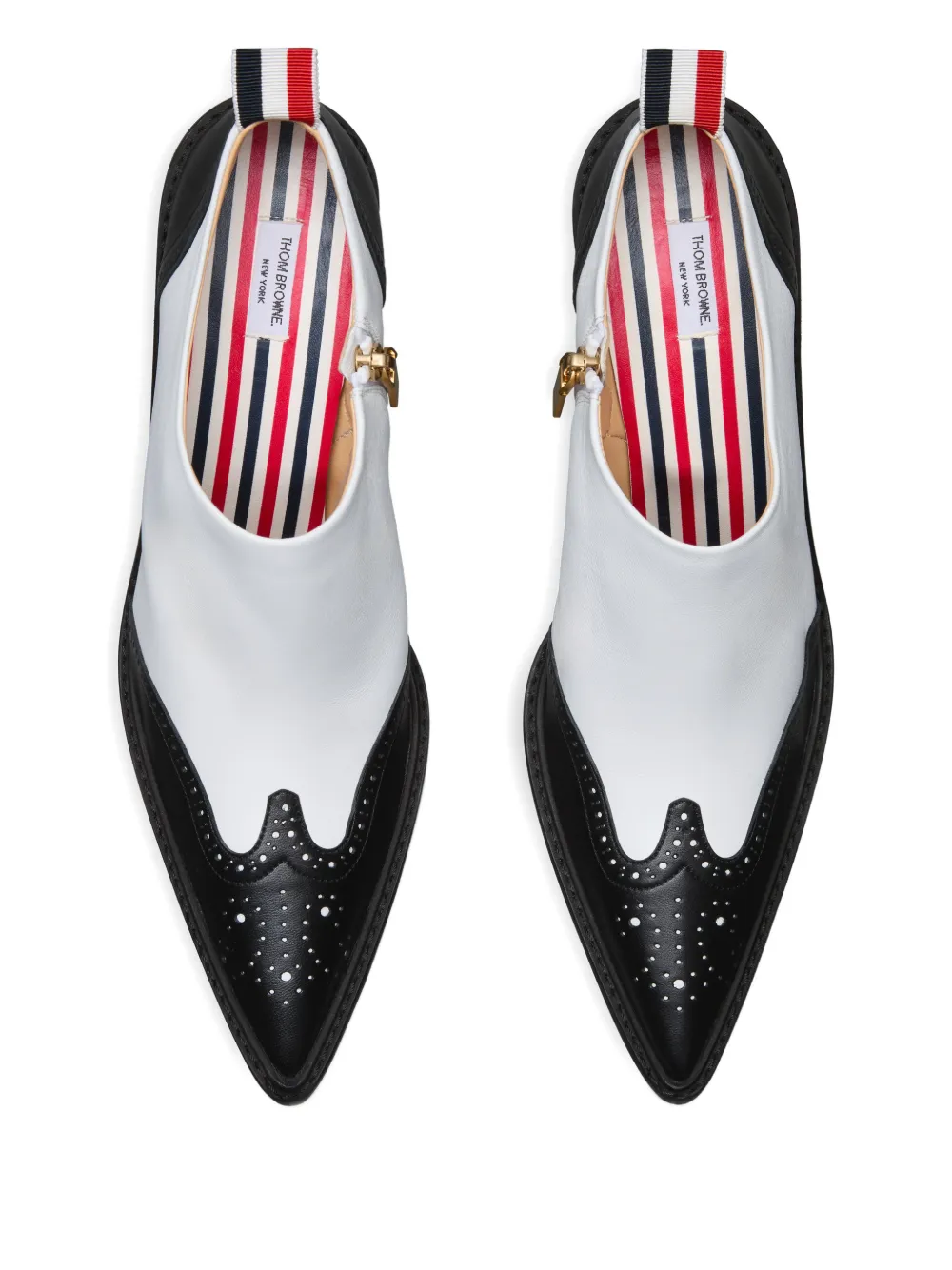 Thom Browne 90 mm Wingtip leren laarzen Wit