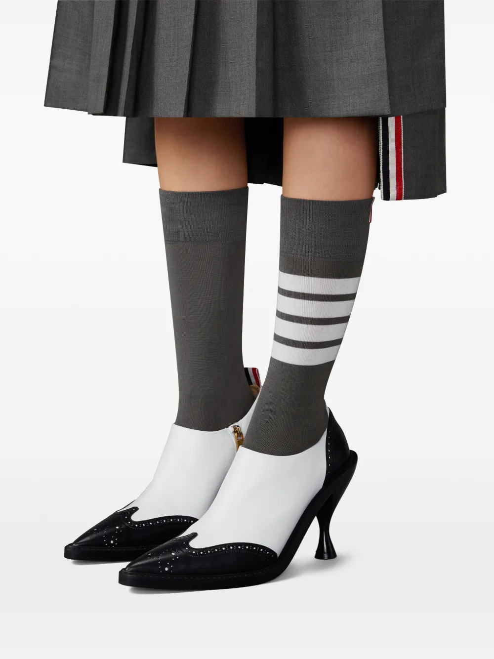 Thom Browne 90 mm Wingtip leren laarzen Wit