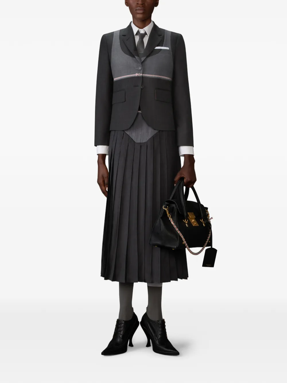  Thom Browne Zip-fastening Pleated Midi Skirt - Grey 