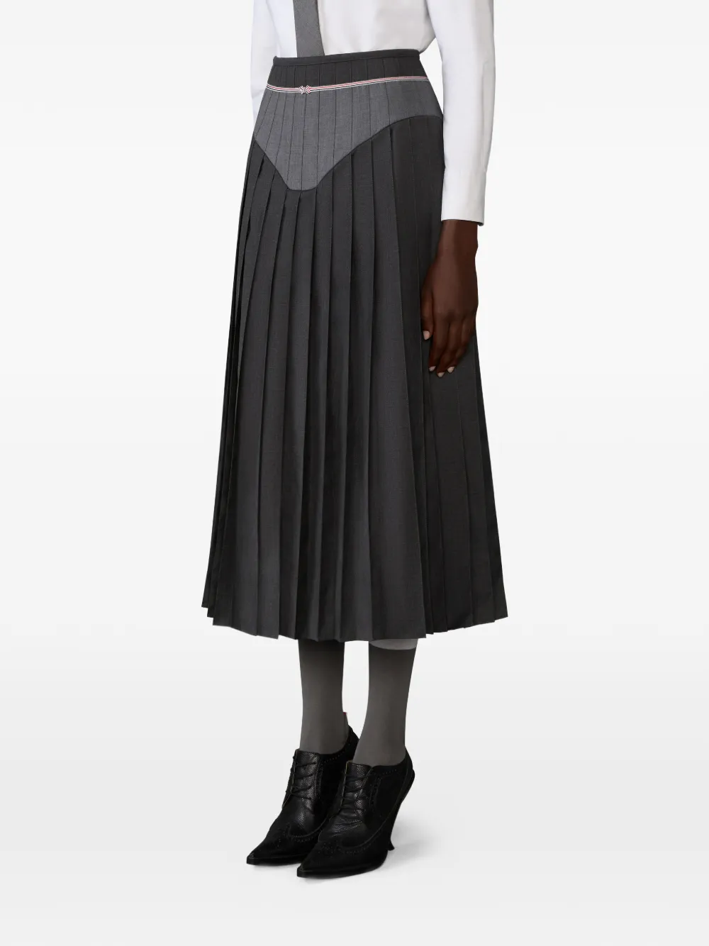  Thom Browne Zip-fastening Pleated Midi Skirt - Grey 