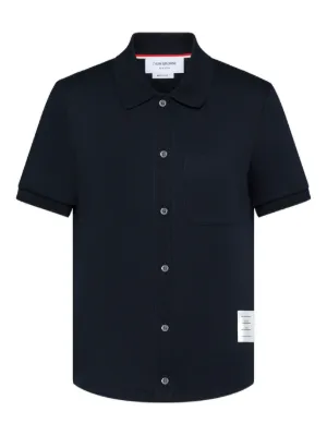 Prada Triangle Logo Polo Shirt | Blue | FARFETCH NO