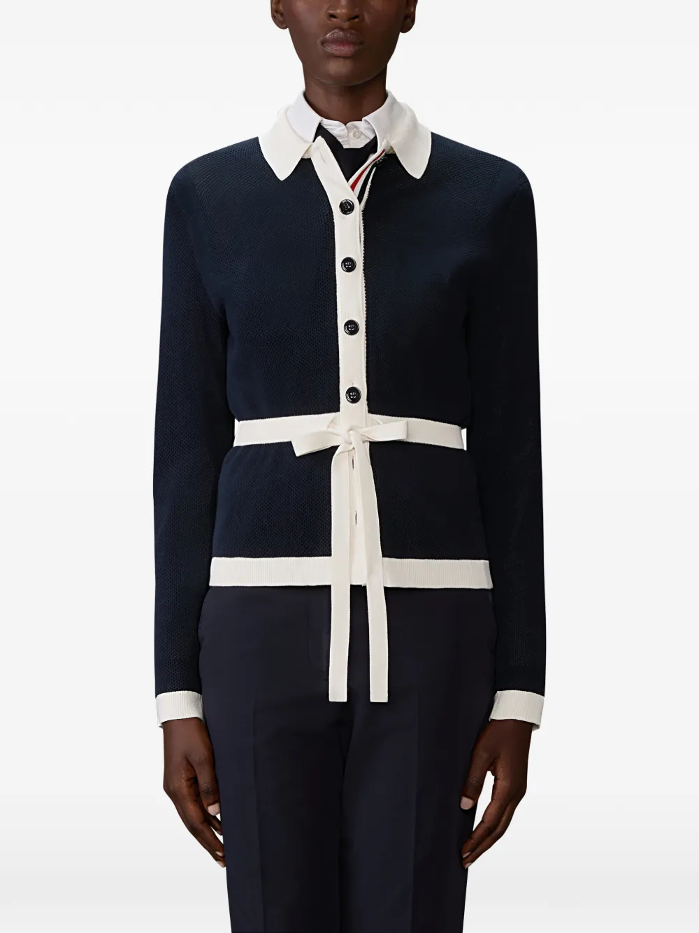Thom Browne Cardigan con fiocco - Blu