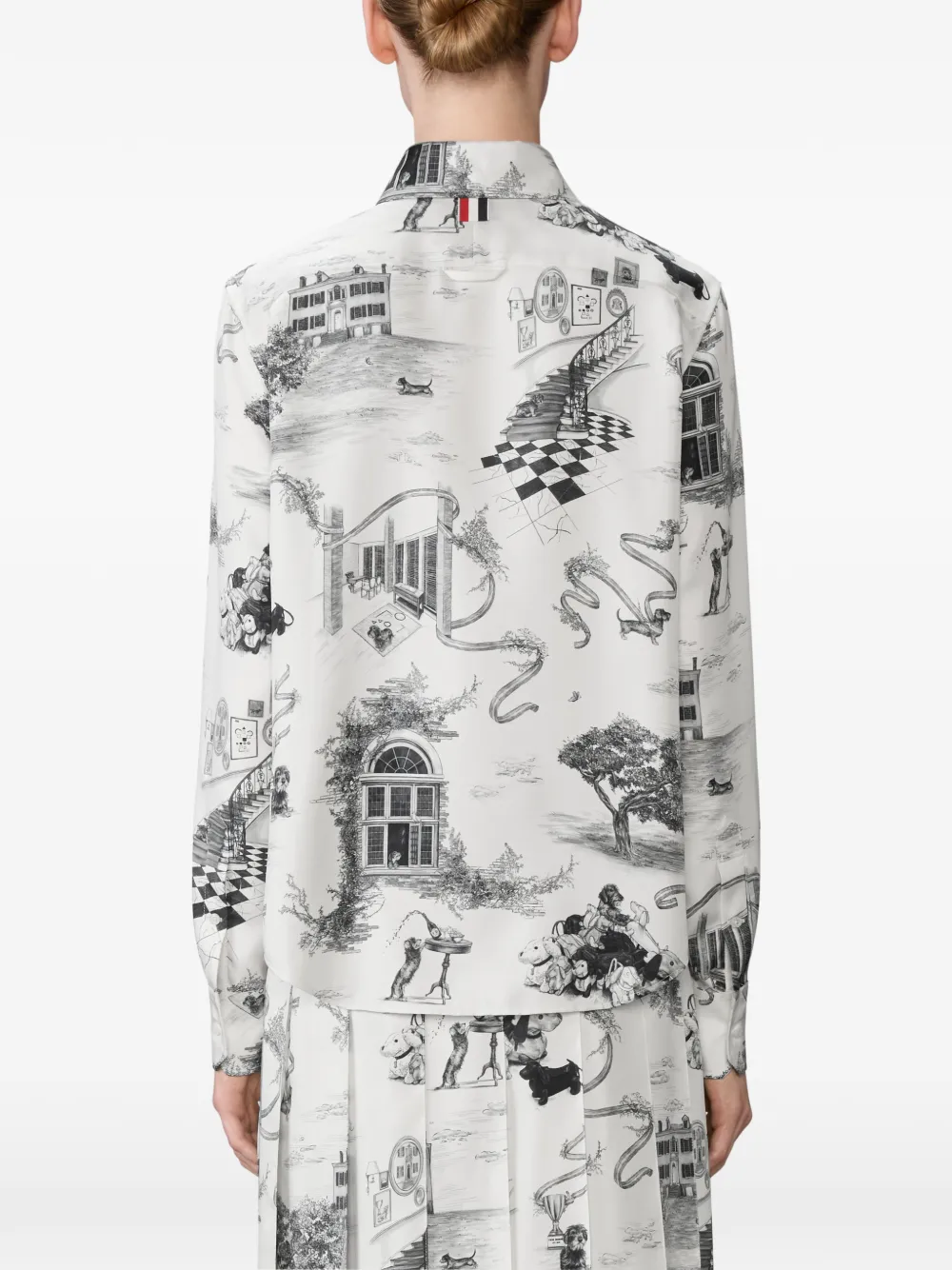 Thom Browne Zijden twill Hector Toile overhemd Wit