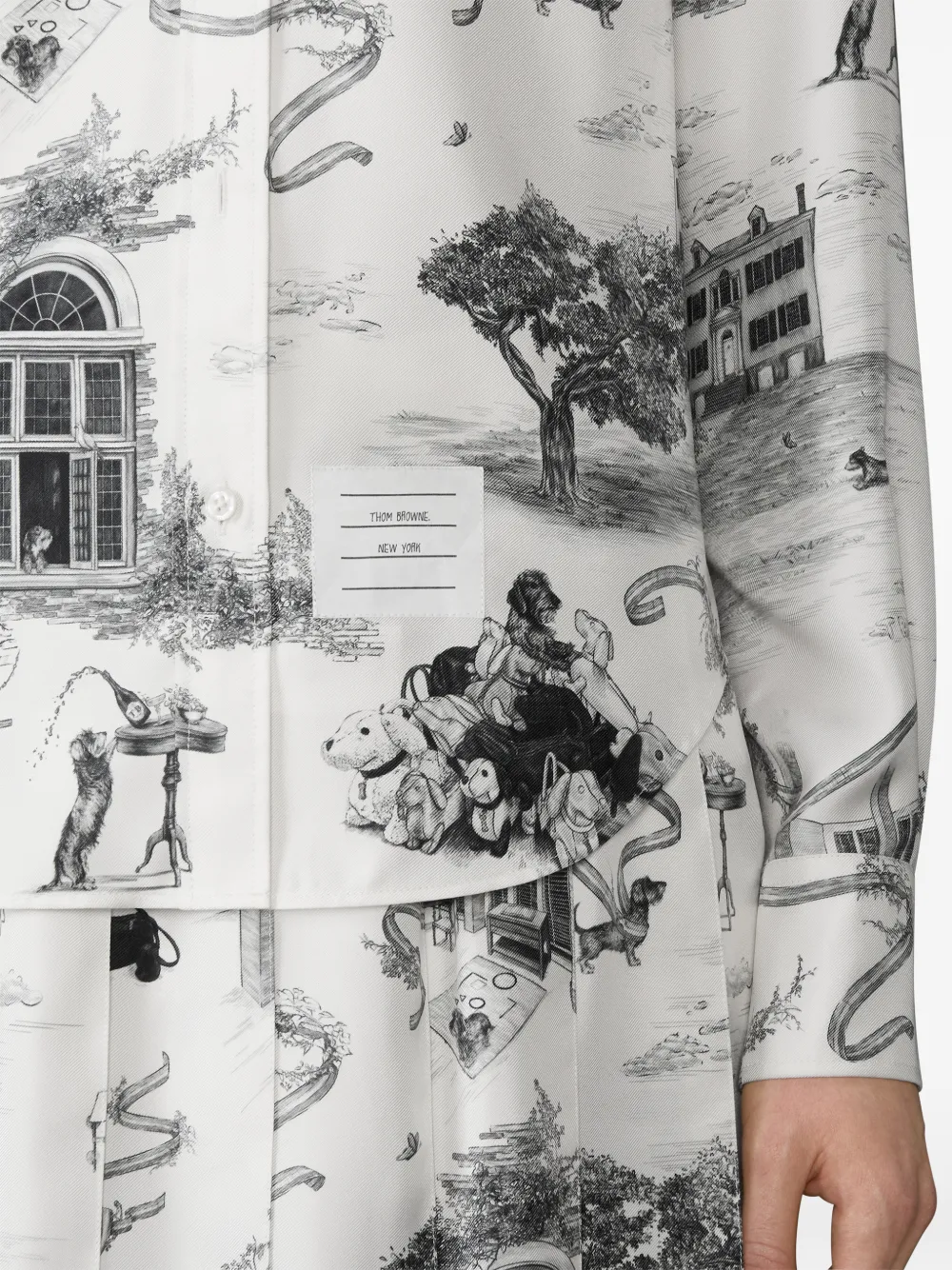 Thom Browne Zijden twill Hector Toile overhemd Wit
