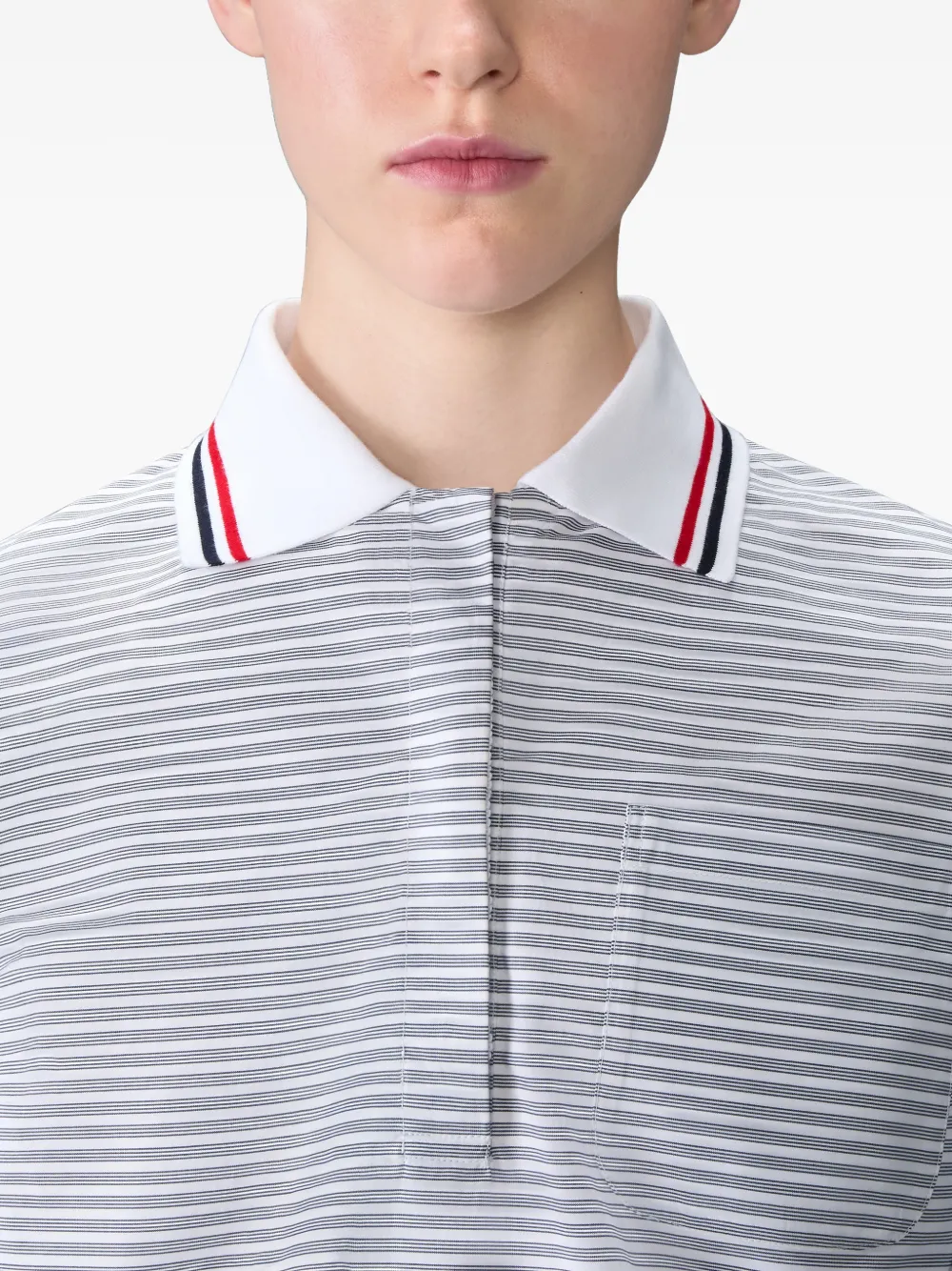 Thom Browne Popeline polotop met vier strepen Grijs