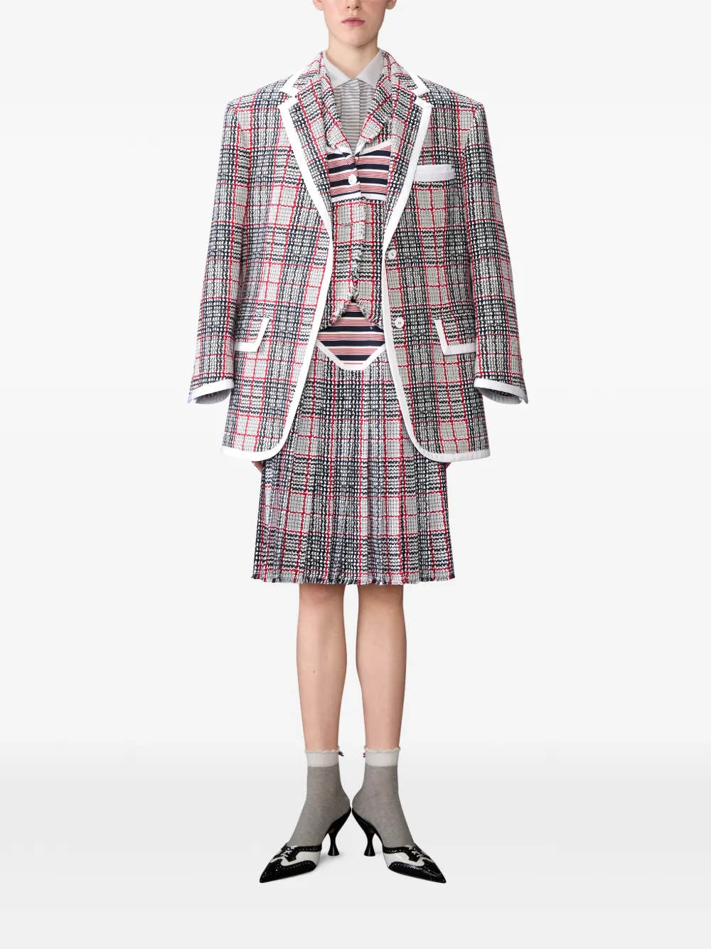 Thom Browne Popeline polotop met vier strepen Grijs