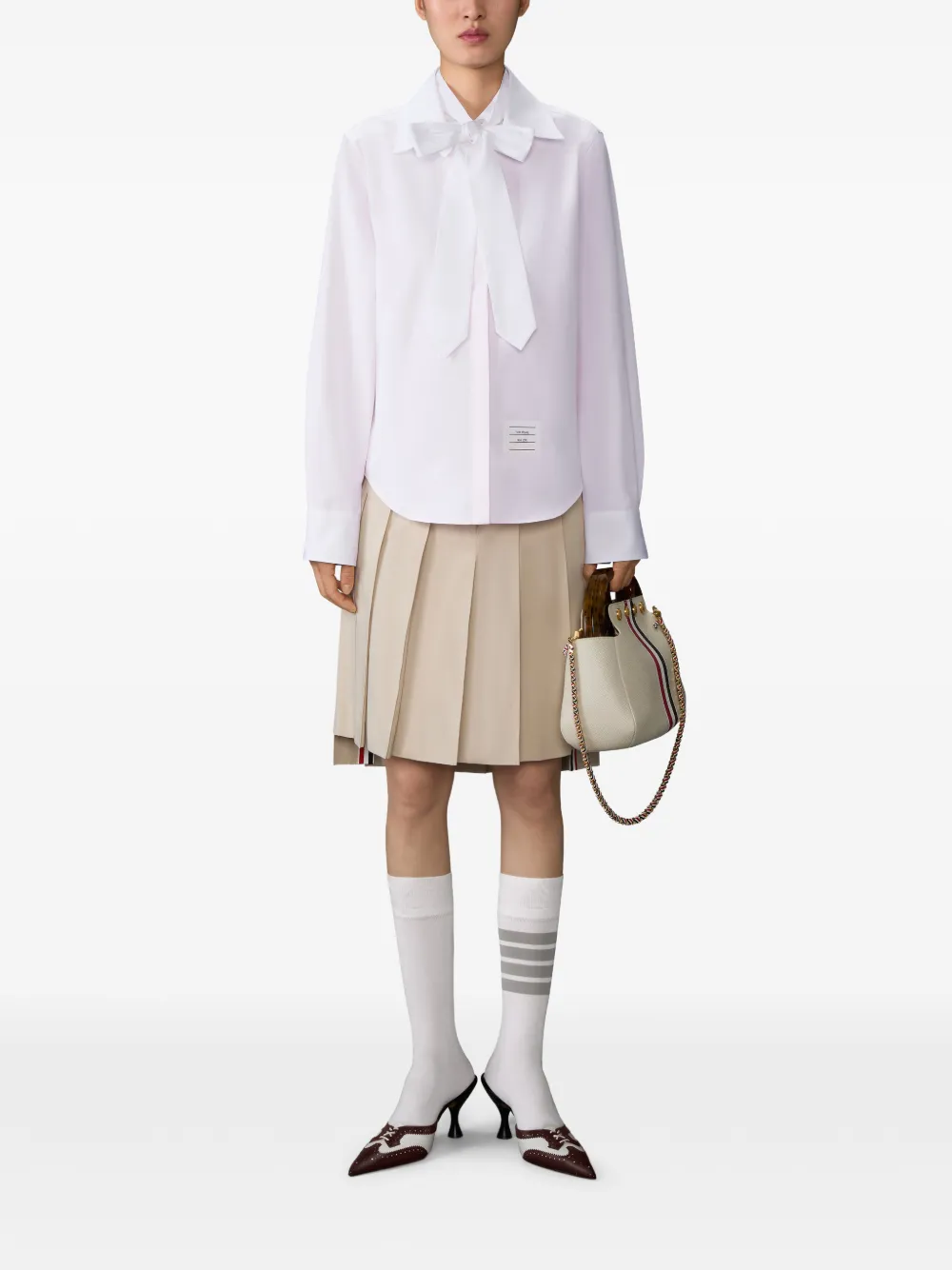 Thom Browne Gestreepte blouse met strik Roze