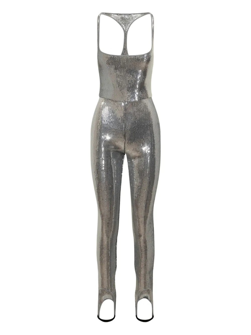 DSQUARED2 stirrup-detail full-sequin jumpsuit | Silver | Image 1