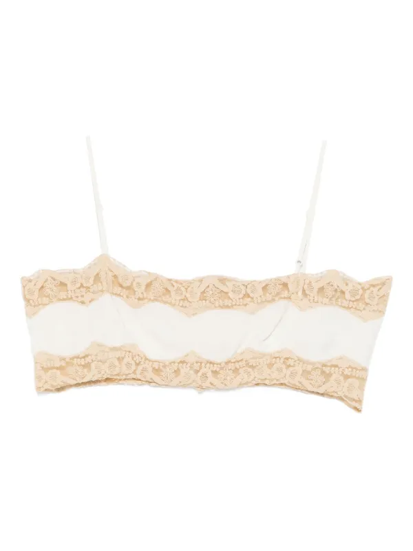Bode Trousseau Lace Bra in Neutrals