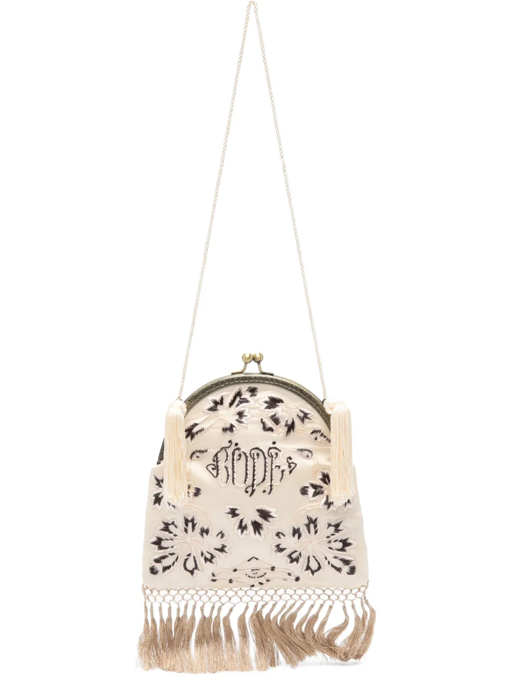Bode Floral Tassel Backpack In White