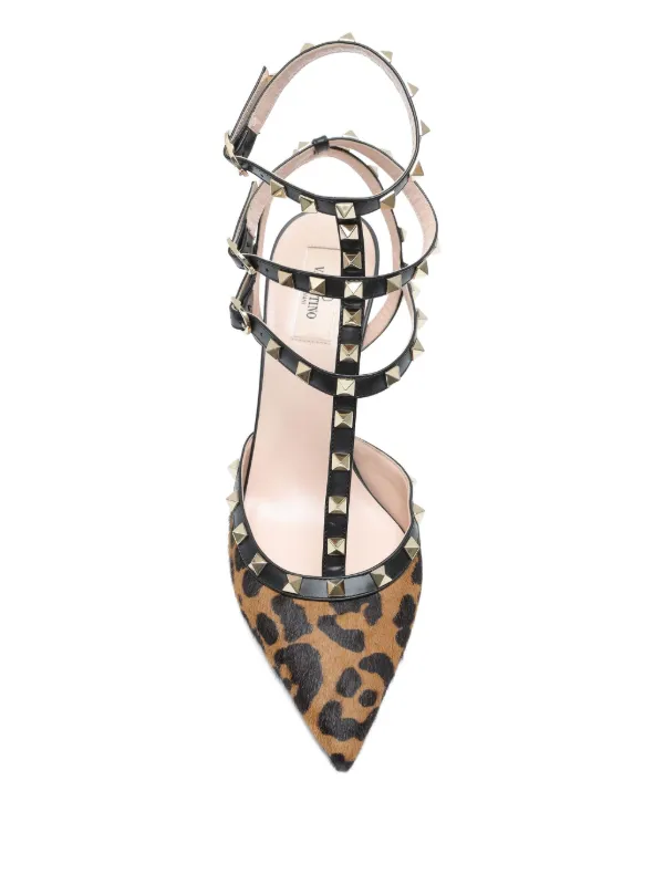 ★VALENTINO★ヒョウ柄サンダル★ Valentino Garavani Rockstud animal-print Heeled Sandals | Brown
