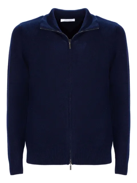 Cruciani zip-up collared cardigan