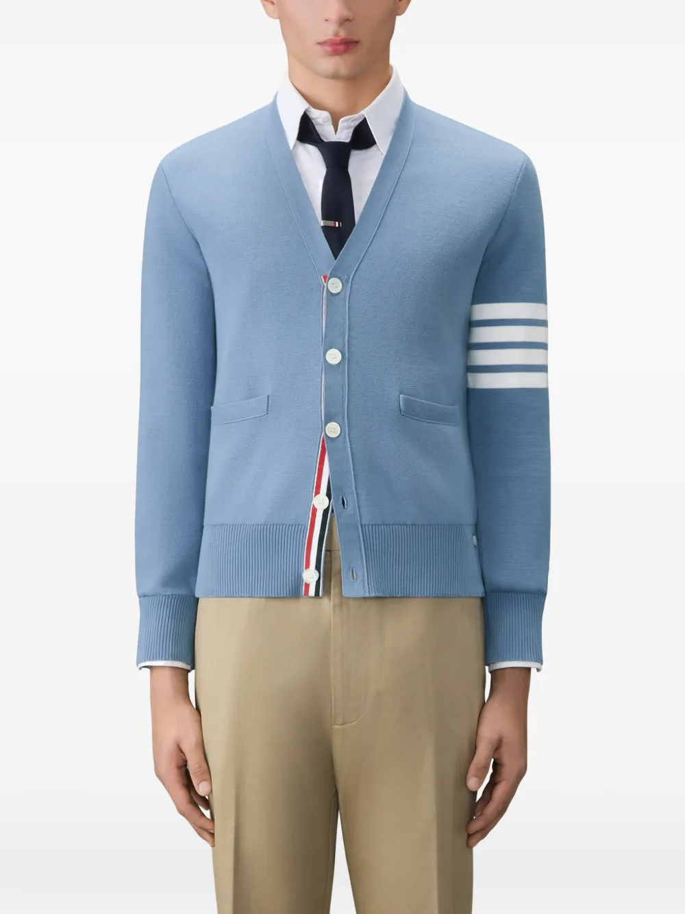 Thom Browne Katoenen crêpe vest met V-hals Blauw