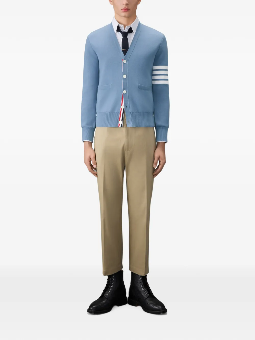 Thom Browne Katoenen crêpe vest met V-hals Blauw