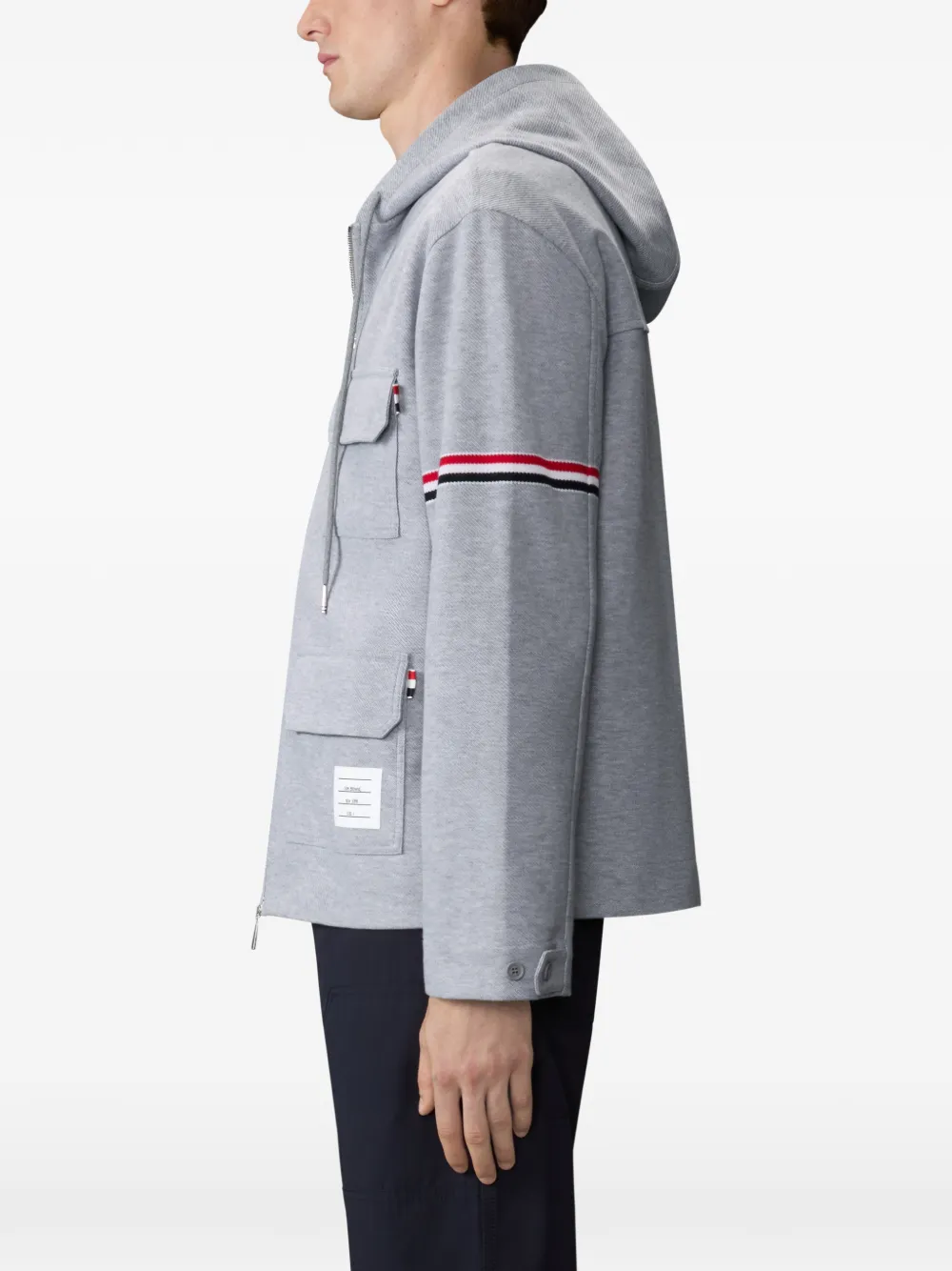 Thom Browne Double Face Tech oversized twill parka met armbanden Grijs