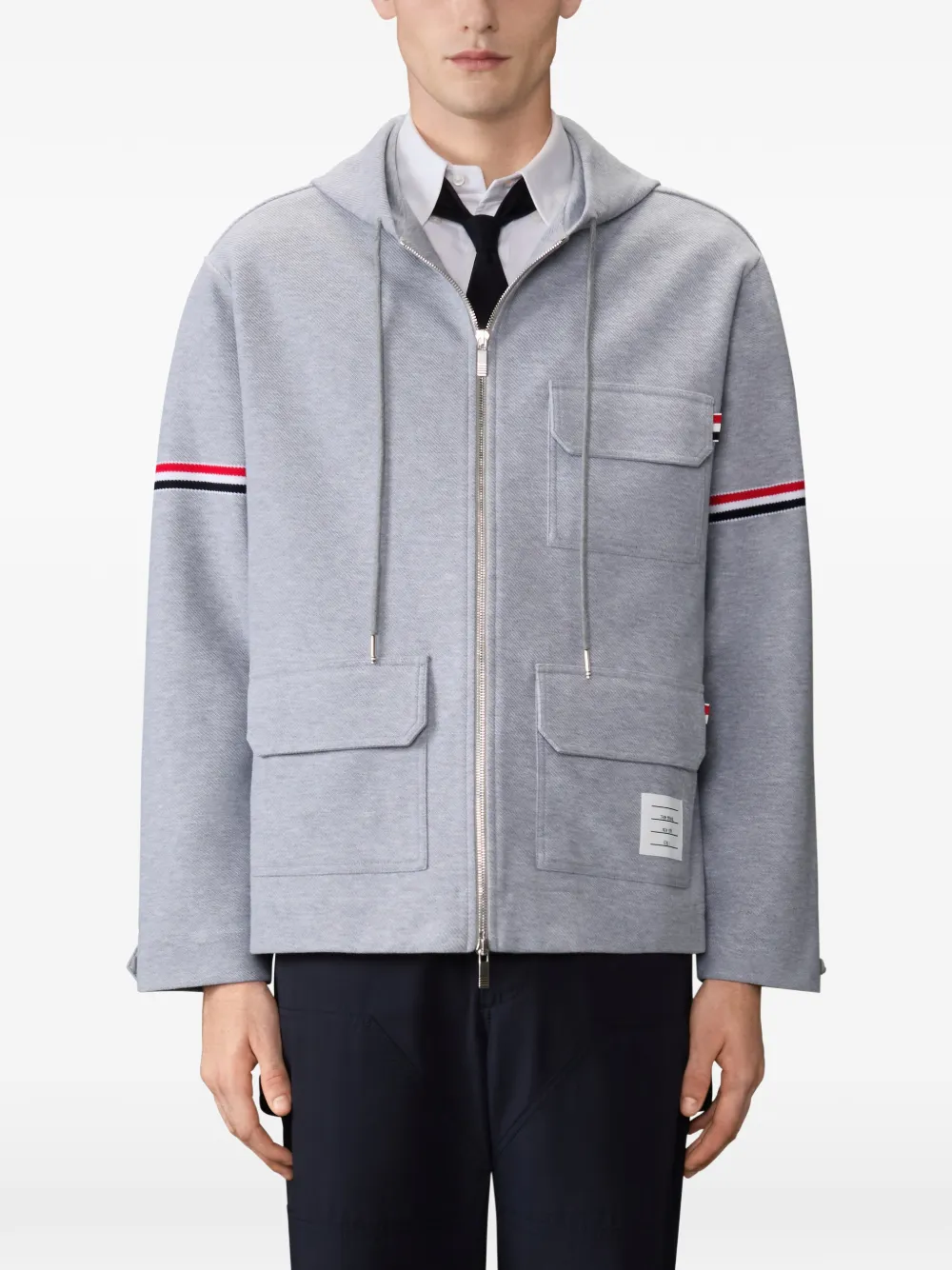 Thom Browne Double Face Tech oversized twill parka met armbanden Grijs