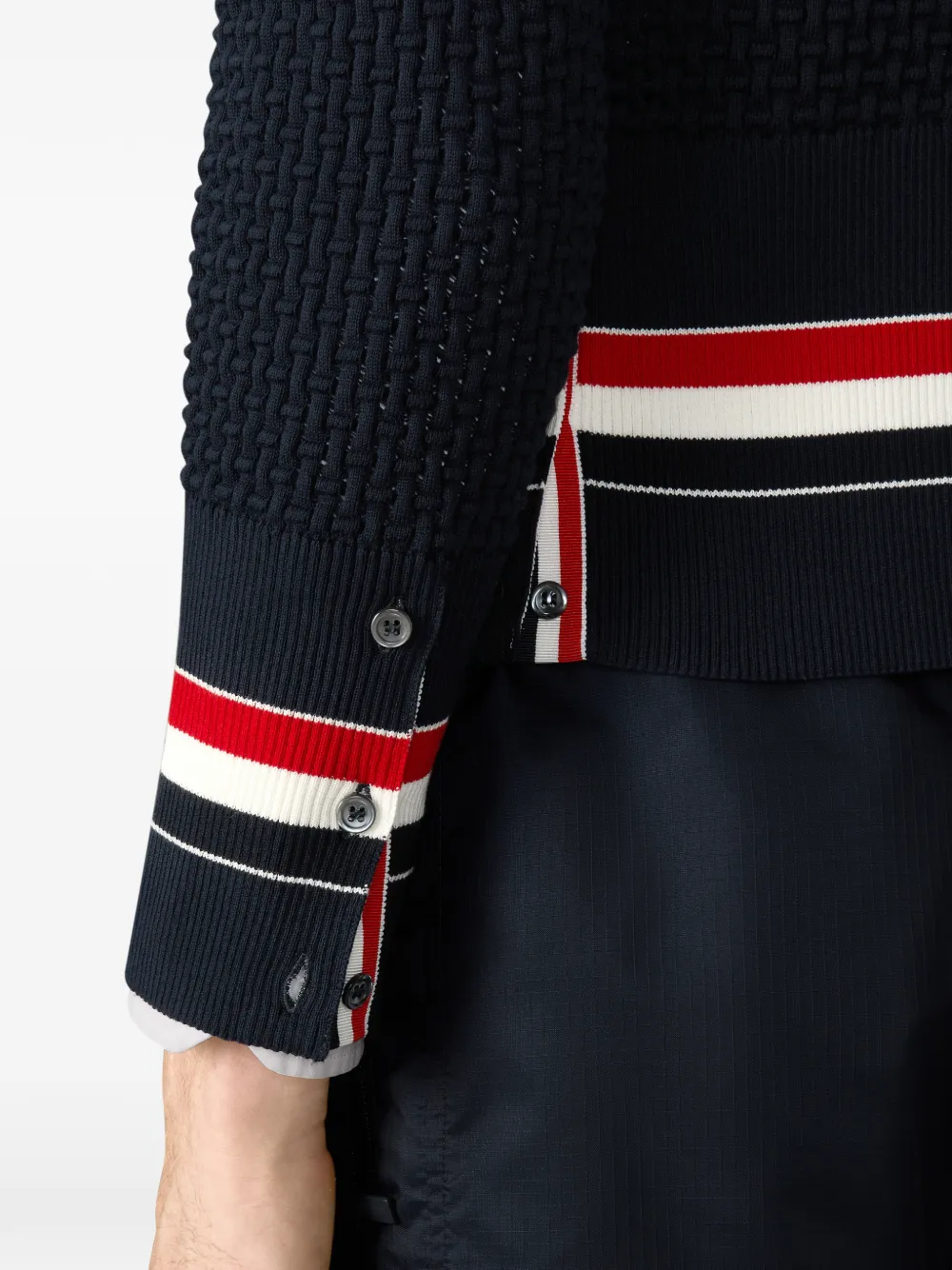 Thom Browne Vest met V-hals en gestreept detail Blauw