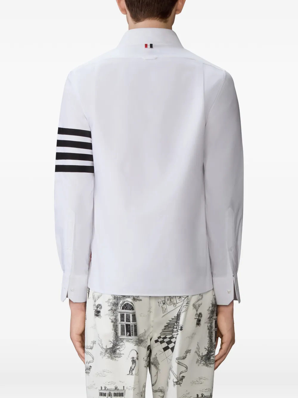 Thom Browne 4-Bar Oxford poloshirt Wit