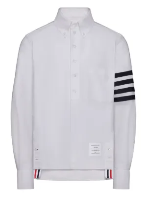トップス THOM BROWNE LONG SLEEVE POLO Thom Browne three-stripe long-sleeved Polo Shirt | Pink | FARFETCH