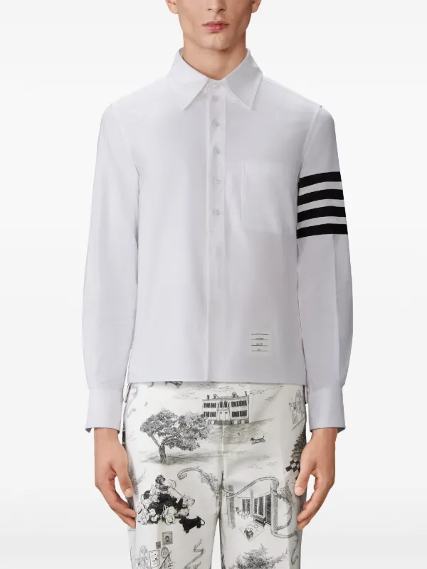 Thom Browne 4-Bar Oxford Polo Shirt | White | FARFETCH