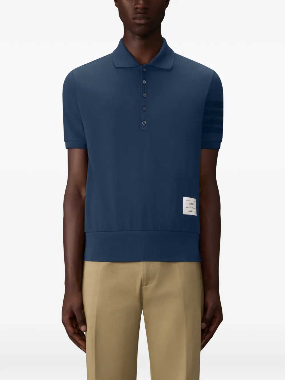 Thom Browne Button-up poloshirt met vier strepen Blauw