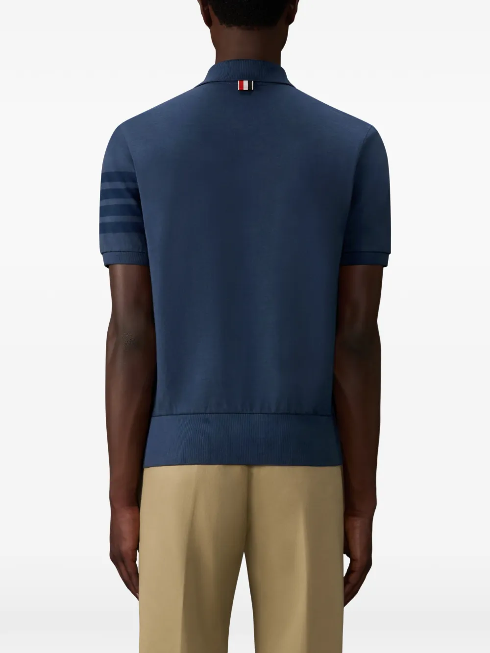 Thom Browne Button-up poloshirt met vier strepen Blauw