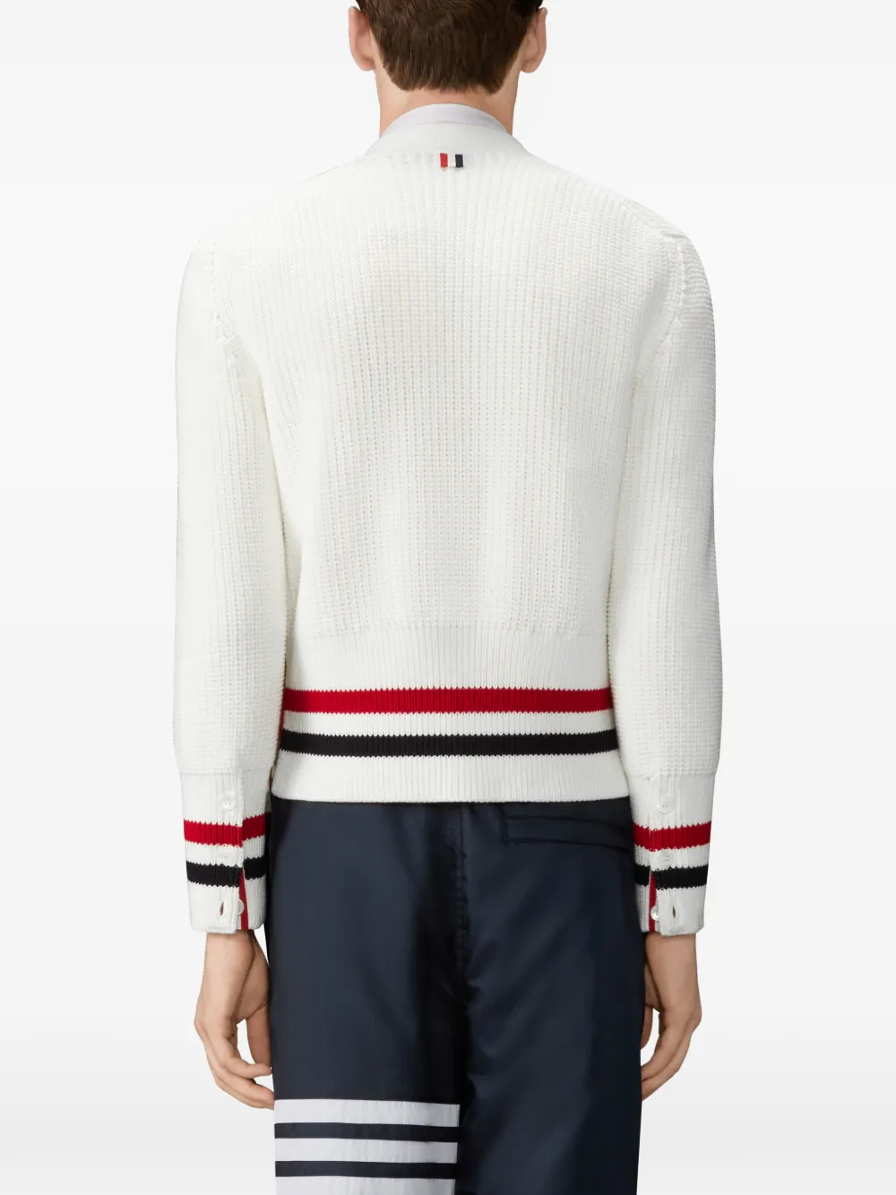 Thom Browne Vest met knoopsluiting en gestreept detail Wit