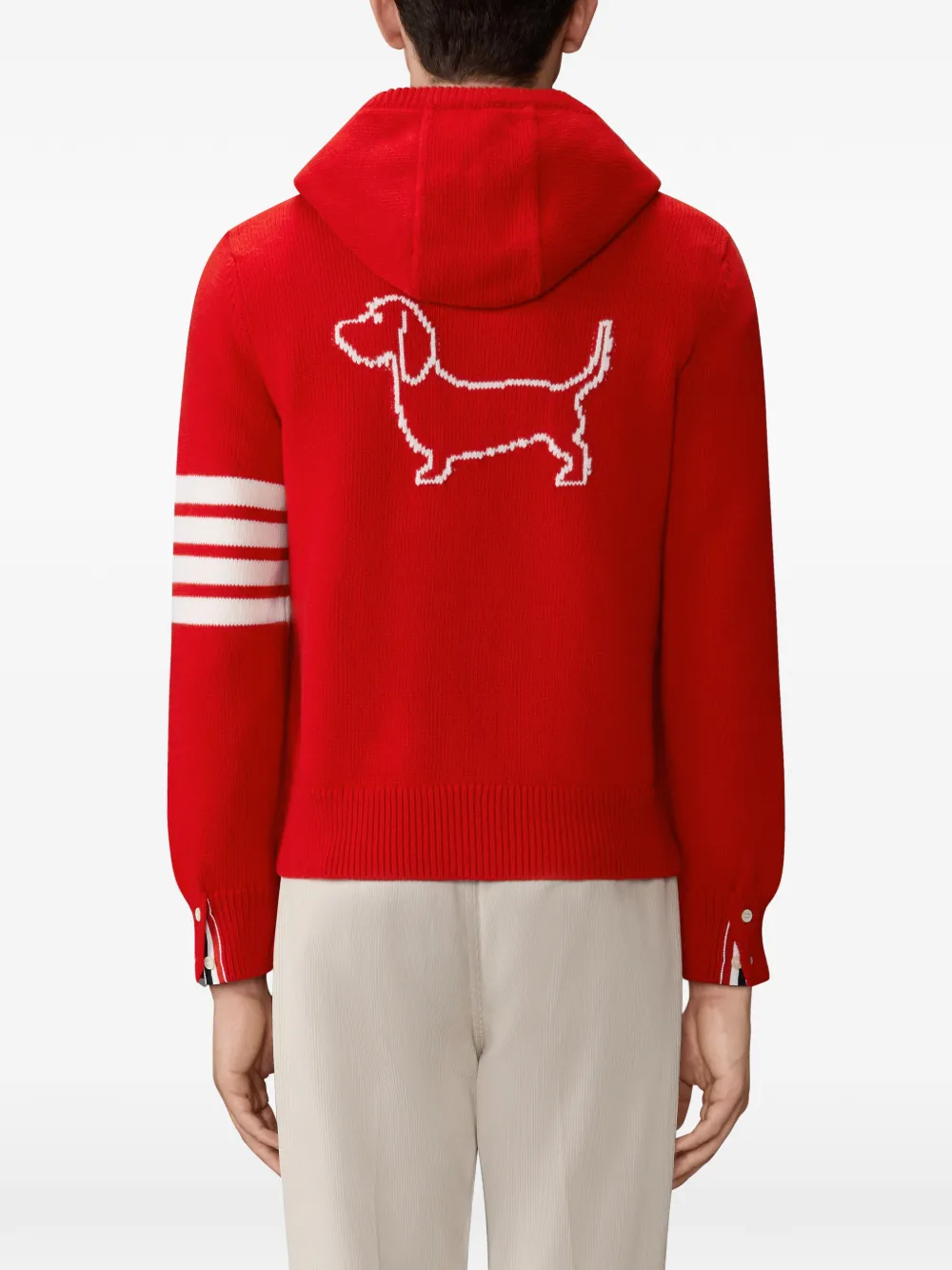 Thom Browne Hector intarsia hoodie met rits Rood