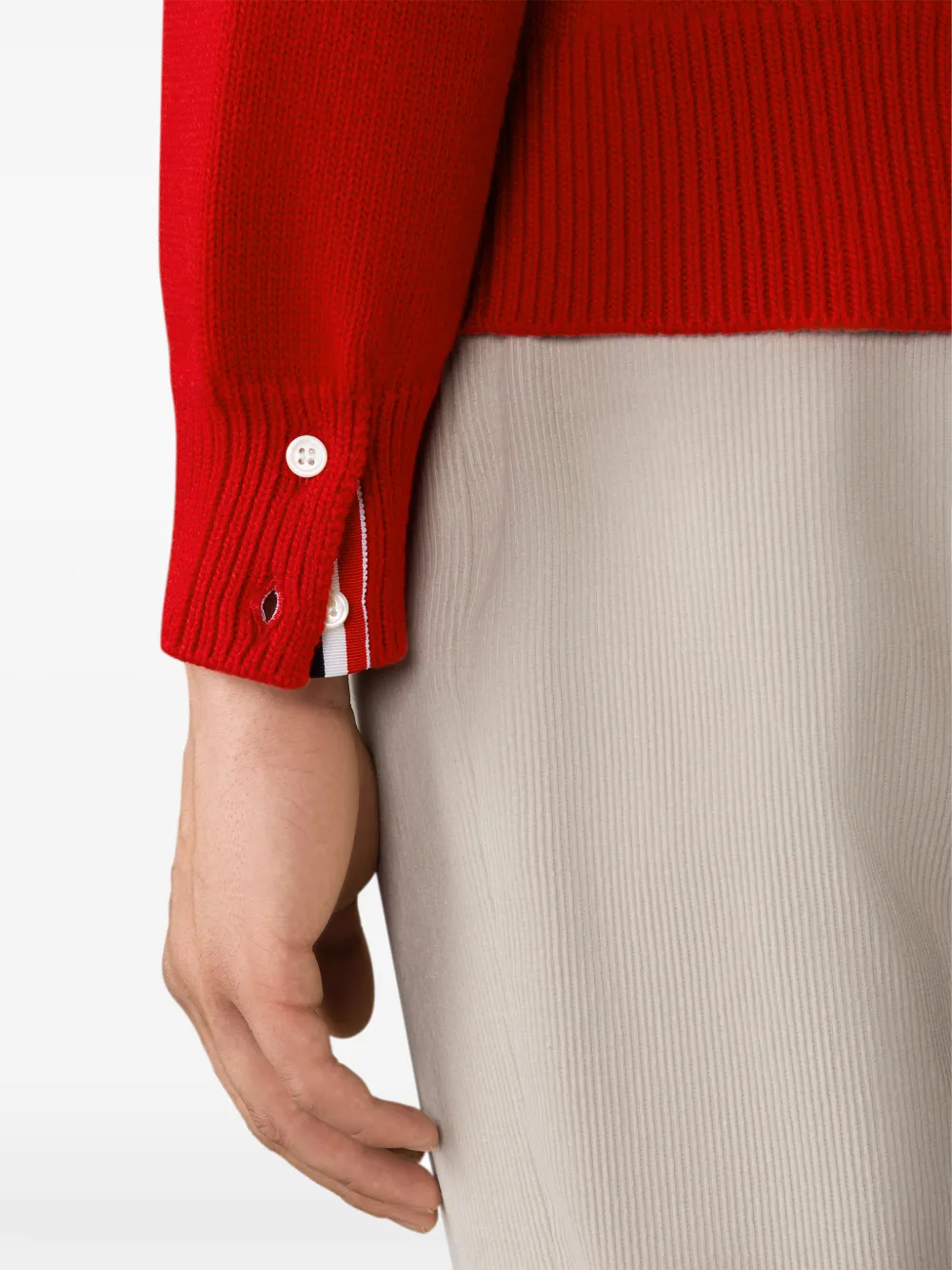 Thom Browne Hector intarsia hoodie met rits Rood