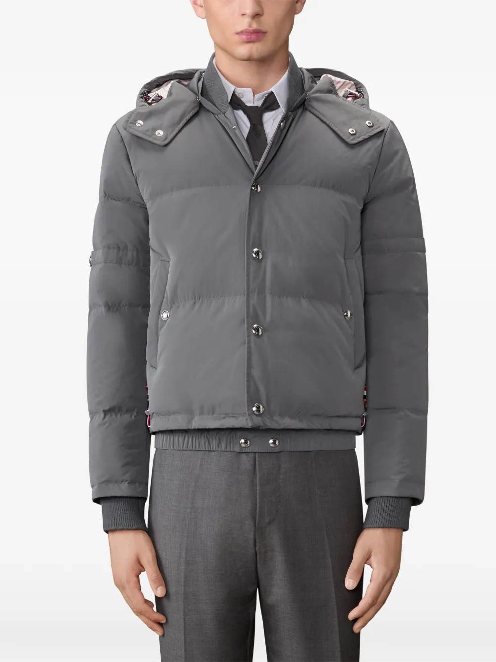 Thom Browne Bomberjack met drukknoopsluiting aan de voorkant Grijs