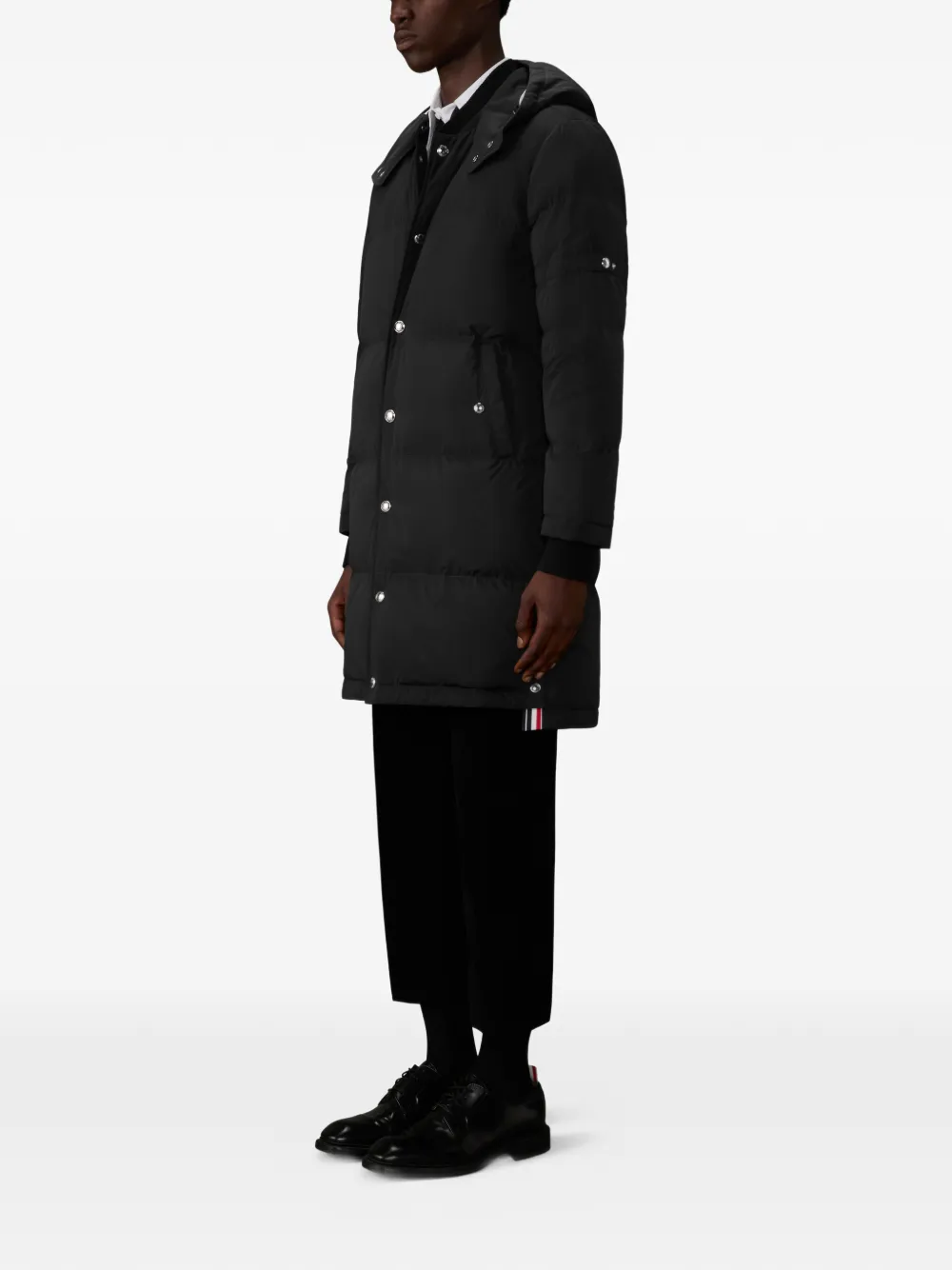 Thom Browne Gewatteerde jas met drukknoopsluiting Zwart
