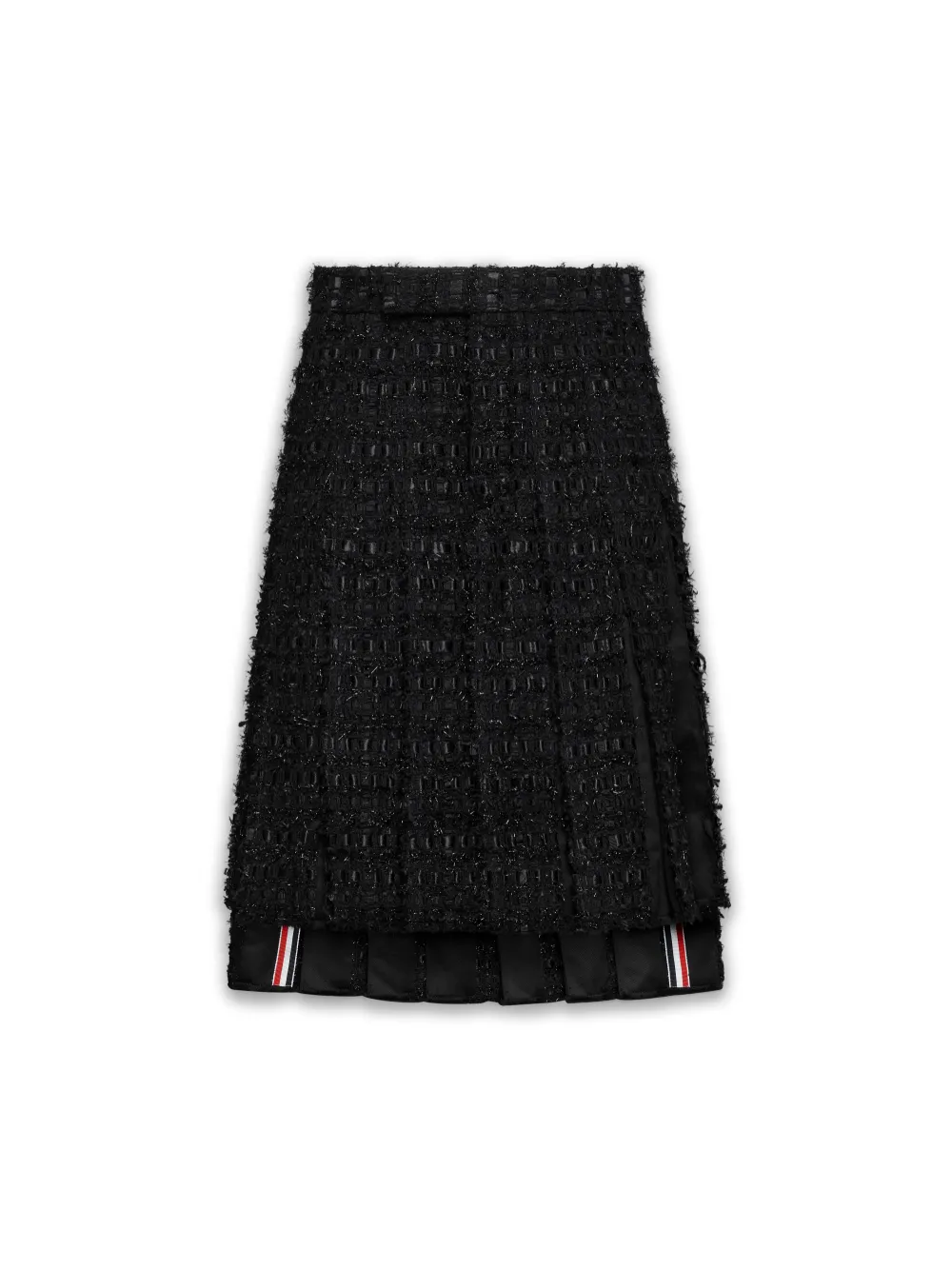 Thom Browne logo-detailed tweed midi skirt - Nero