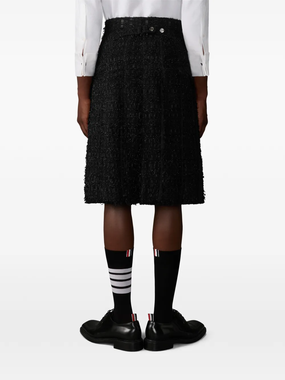 Thom Browne Tweed midi-rok met logodetail Zwart
