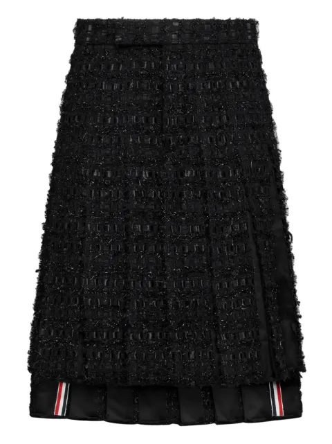 Thom Browne logo-detailed tweed midi skirt