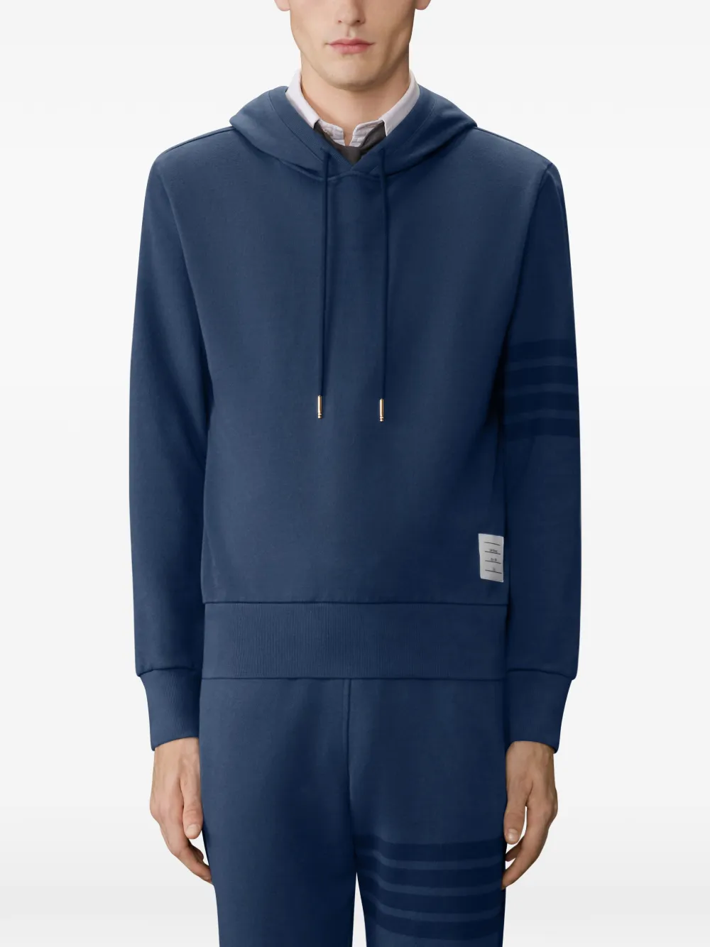 Thom Browne Loopback hoodie met vier strepen Blauw
