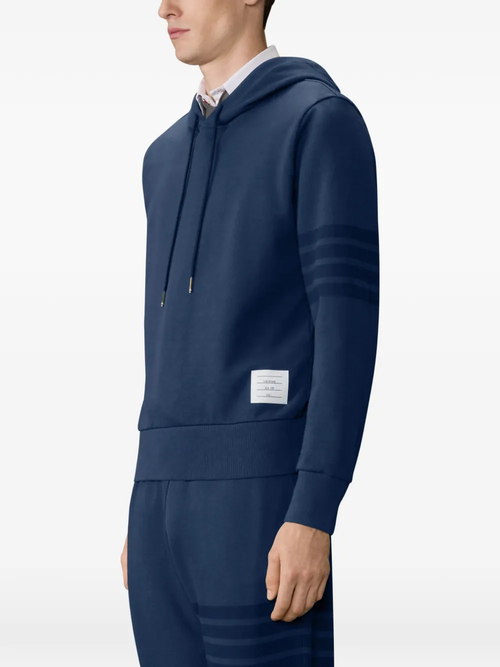 Thom Browne Loopback hoodie met vier strepen Blauw