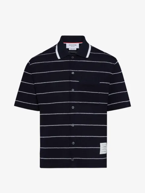 Thom Browne striped waffle short-sleeve shirt