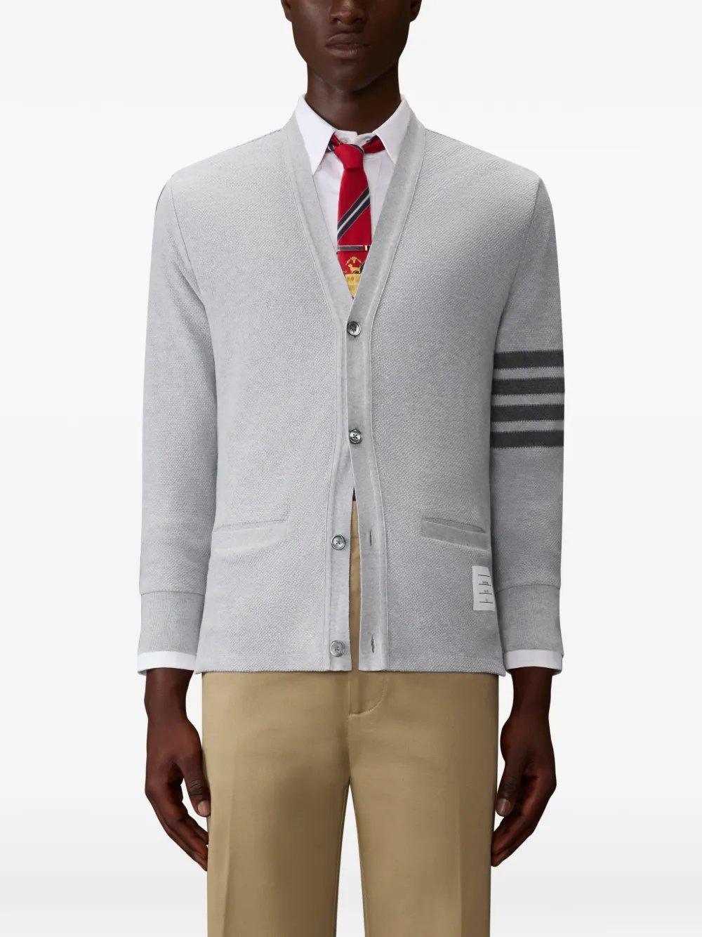 Thom Browne 4-Bar piqué vest met textuur Grijs