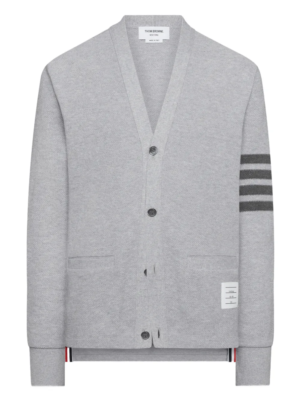 Thom Browne 4-bar Textured-pique Cardigan In Gray