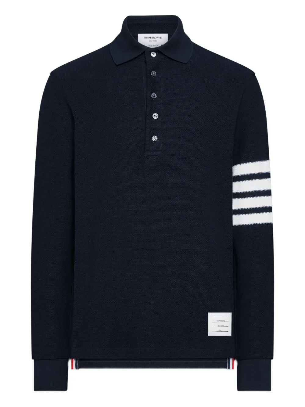 Thom Browne Polo a maniche lunghe con dettaglio a 4 righe - Blu