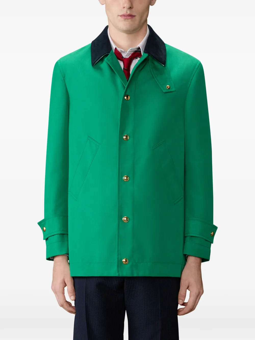  Thom Browne Corduroy-collar Overcoat - Green 