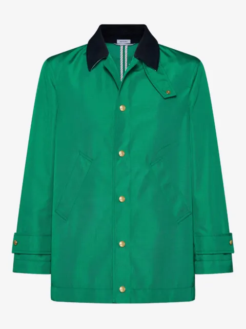 Thom Browne corduroy-collar overcoat