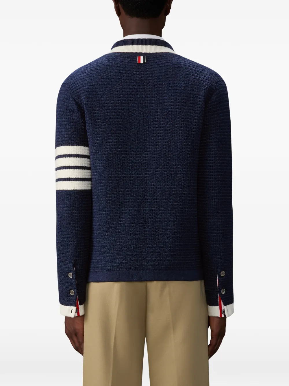 Thom Browne 4-Bar linnen vestjack met textuur Blauw
