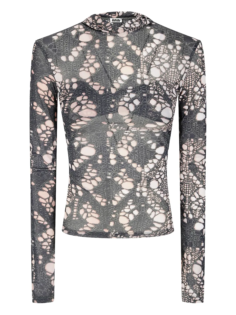 Avavav Hooded Distressed Top In Black