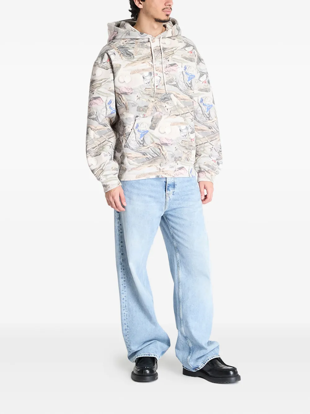 Patta Printed Hoodie In Gray