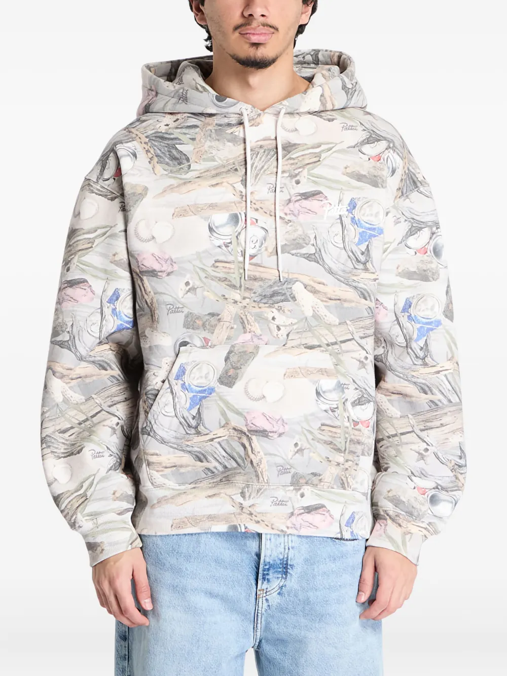 Patta Printed Hoodie In Gray