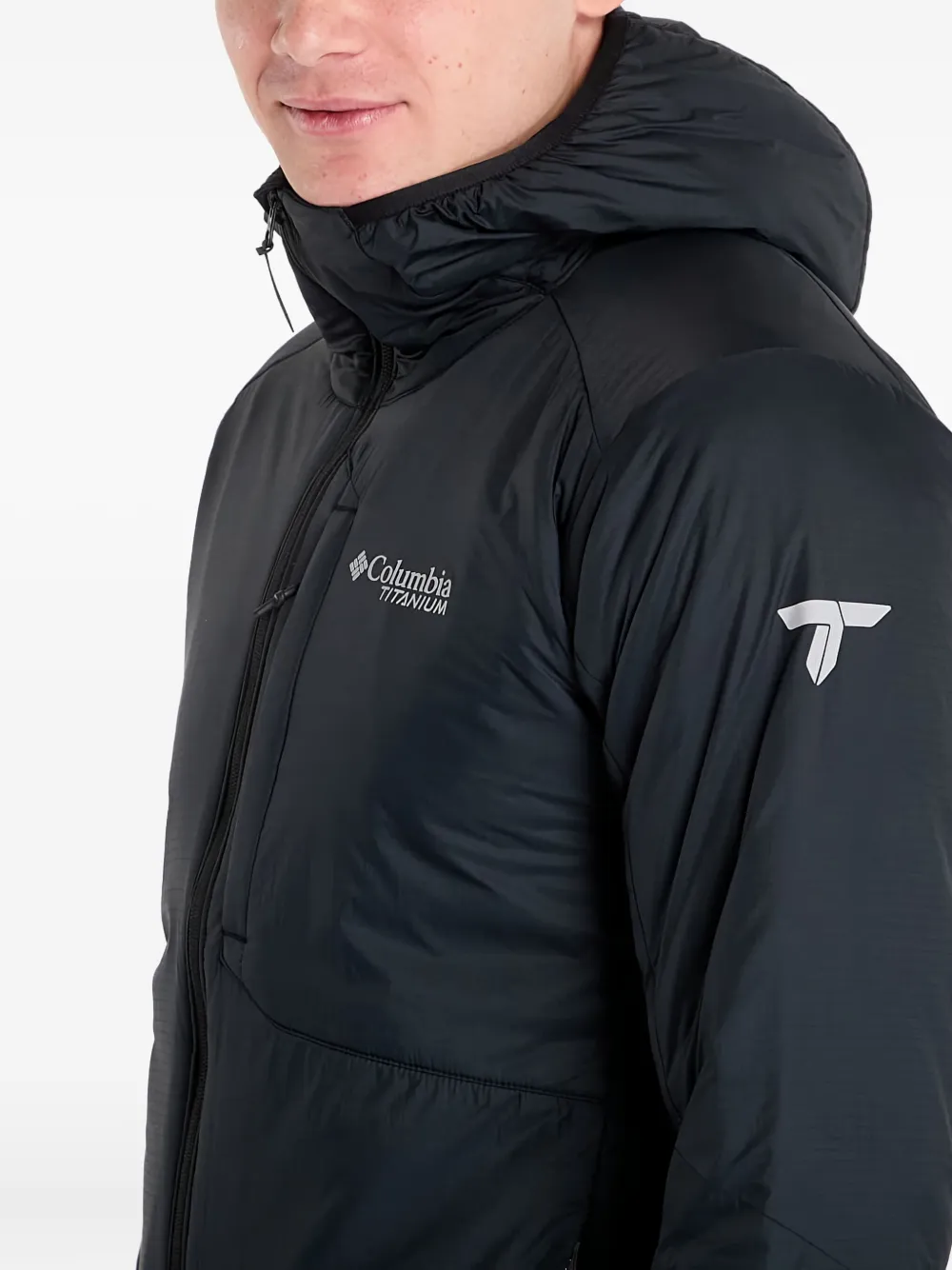 Columbia Gewatteerd stretch jack met capuchon Zwart